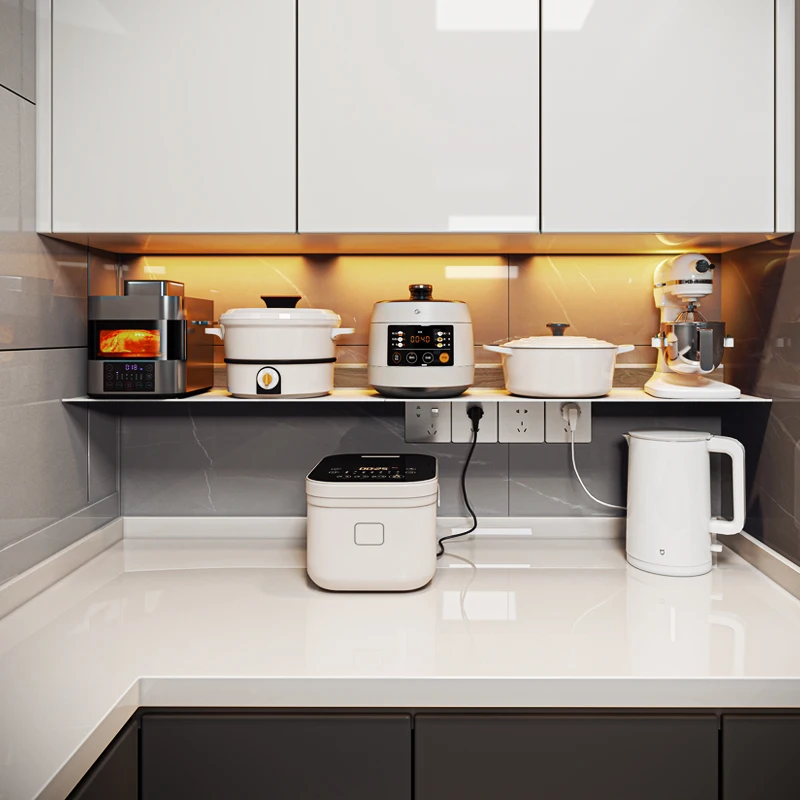 

Компактная настенная кухонная полка - стойка для хранения держателей для тарелок без сверления, органайзер для мелкой бытовой техники для компактных домов