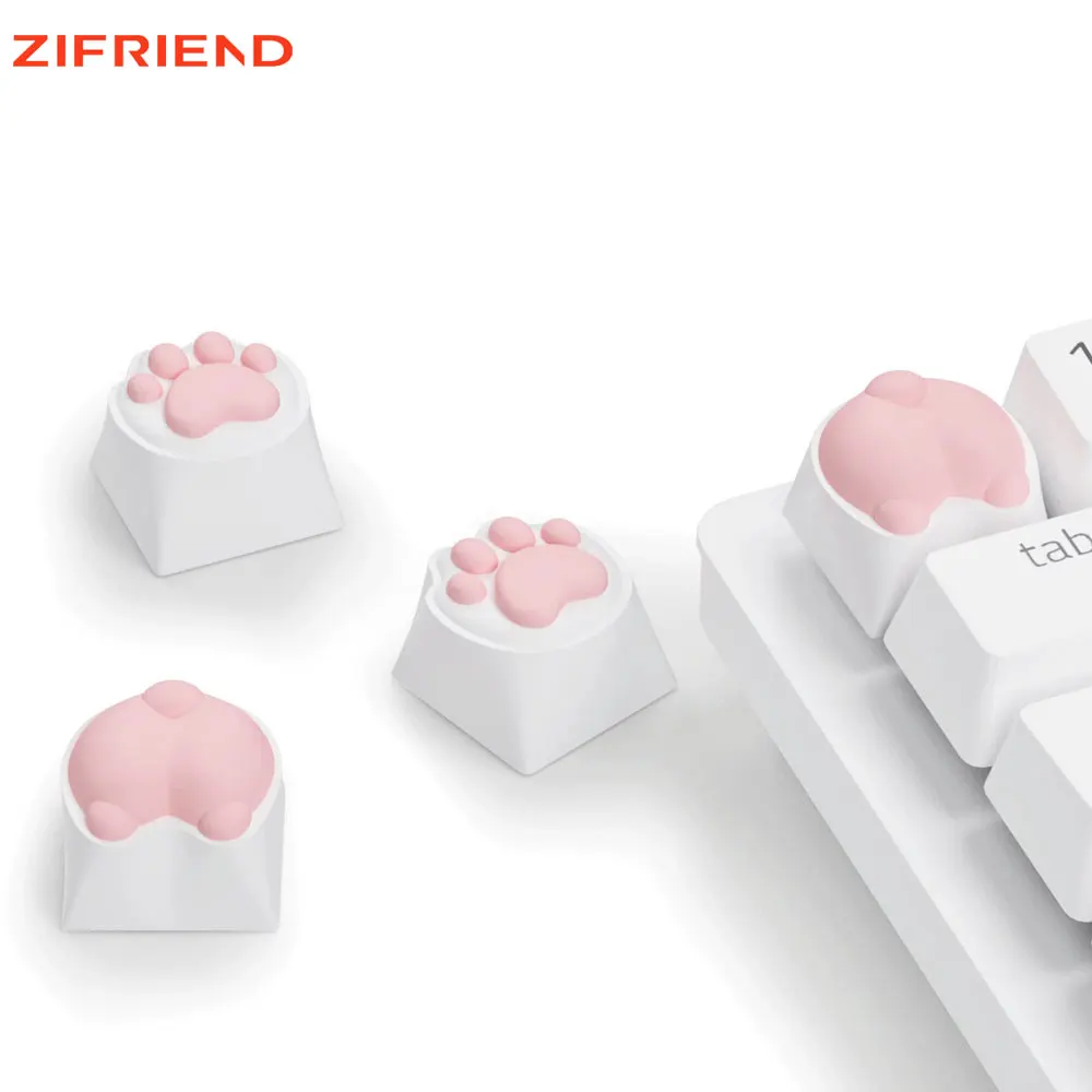 ZIFRIEND-أغطية مفاتيح بمخلب القط لطيف للوحة المفاتيح الميكانيكية ، مفتاح MX الكرز ، غطاء مفتاح مخصص ديي ، سيليكون ناعم ، وردي حرفي ، ABS