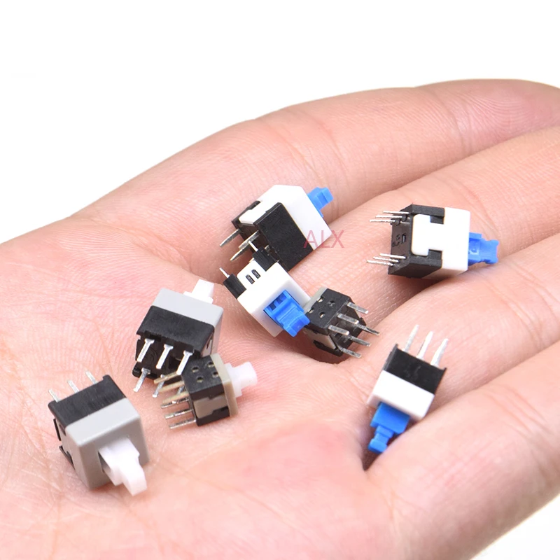 Microinterruptor de botón de 6 pines, 5,8x5,8, 7x7, 8x8, 8,5x8,5mm, autobloqueo/desbloqueo, 8x8MM, 5,8x5,8 MM, lote de 10 unidades