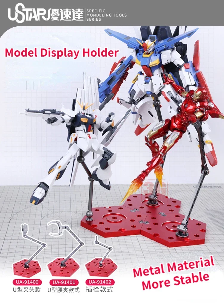 

Ustar UA-91400~02 Metal Model Support Model Display Holder Plastic Model Display Stand Base for Modeling Hobby DIY Accessories