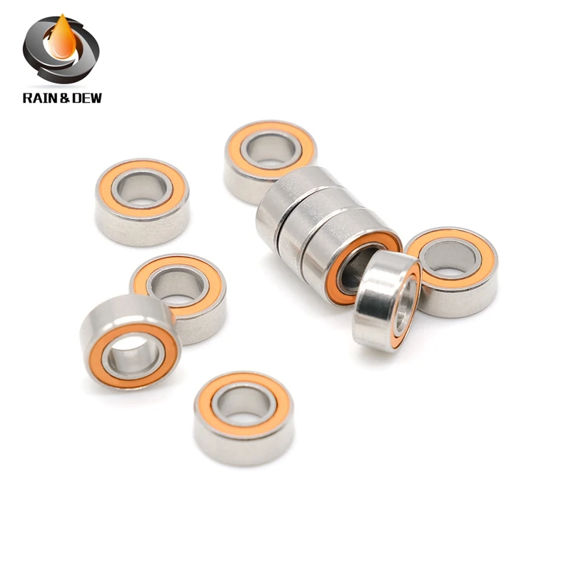 MR105RS Bearing ABEC-7 (10PCS) 5X10X4 mm Miniature MR105-2RS Ball Bearings Orange Sealed MR105 2RS Quality