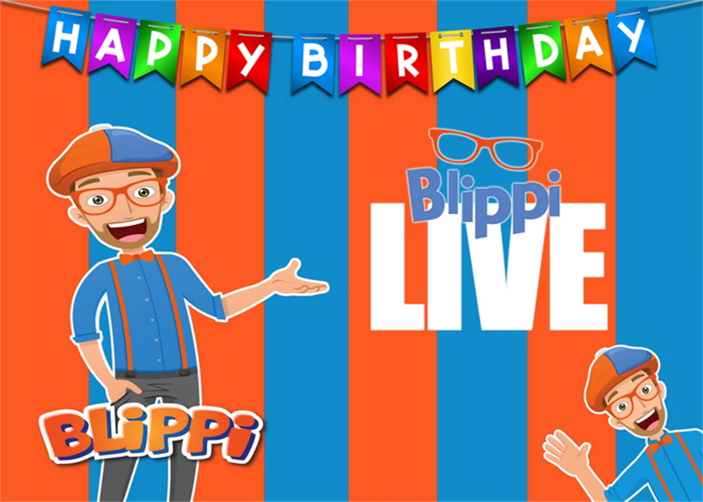 150x90CM Blippi Birthday Decoration All for Birthday Party Wall Backdrop Baby Shower Child Festive Supplies Home Photo Wall