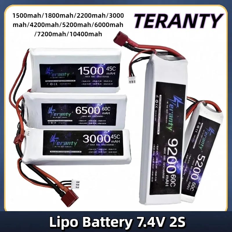2S Lipo Battery 7.4V with JST/XT60/T Connector 1500mAh to 10400mAh Capacity RC Car Drone Model Airsoft 7.4V Battery RC Parts