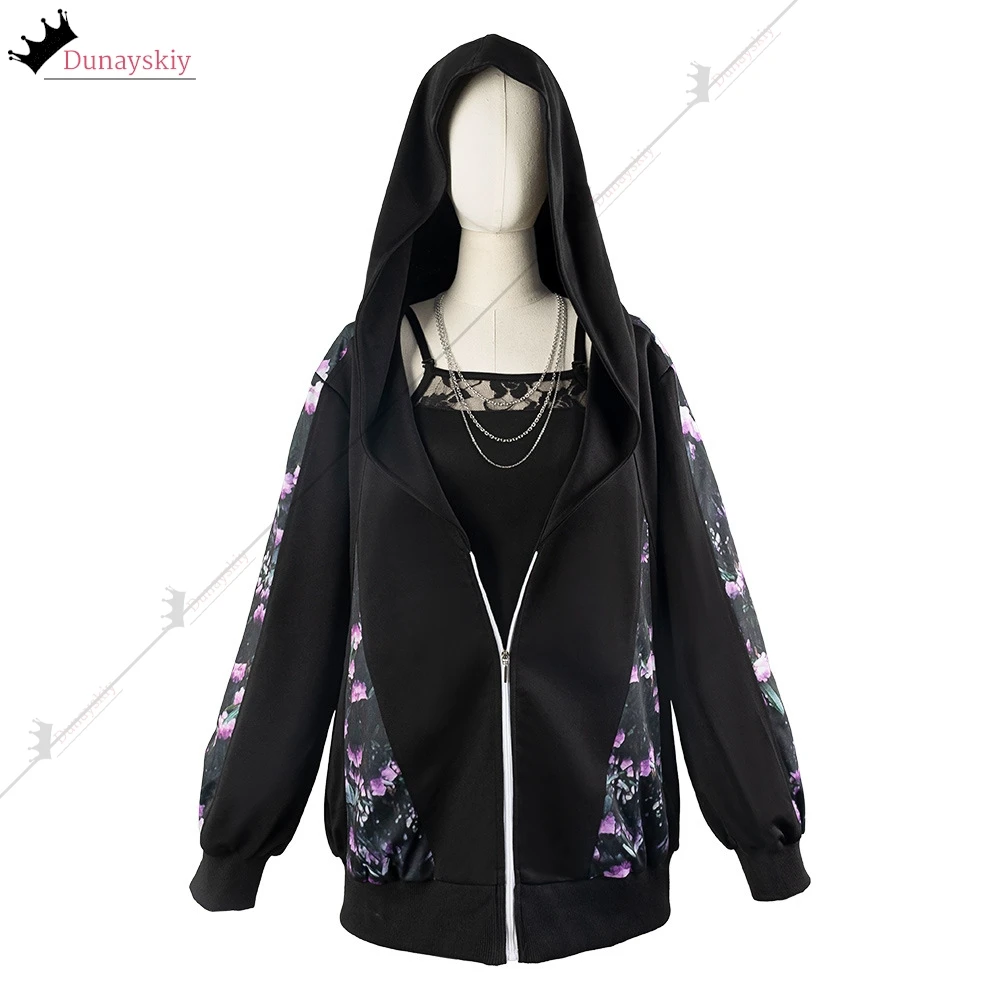 Project Sekai 25 Nightcord Akiyama Mizuki Косплей Костюм Черная толстовка Повседневный костюм Акияма Мизуки Парик Женщины Рождество Хэллоуин *