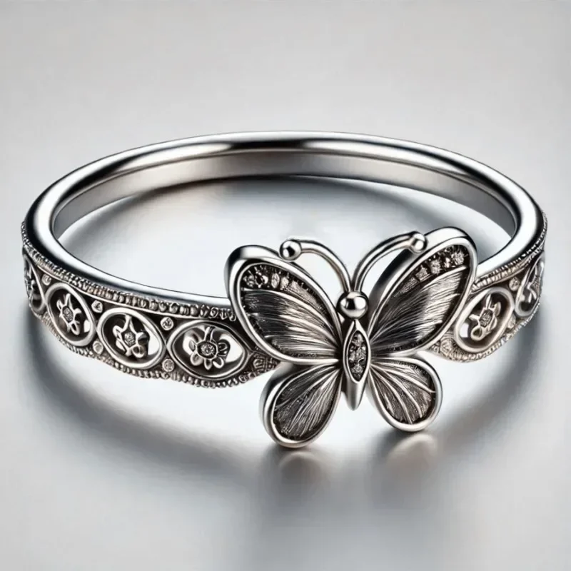 1pc Elegant Butterfly Ring Jewelry, Inlaid Light Luxury  Floral Ring, Wedding Ring, Birthday Gift, Holiday Gift, Anniversary Gift, Floral Design, Butterfly Pattern, Fashion Jewelry, Bridal Accessories