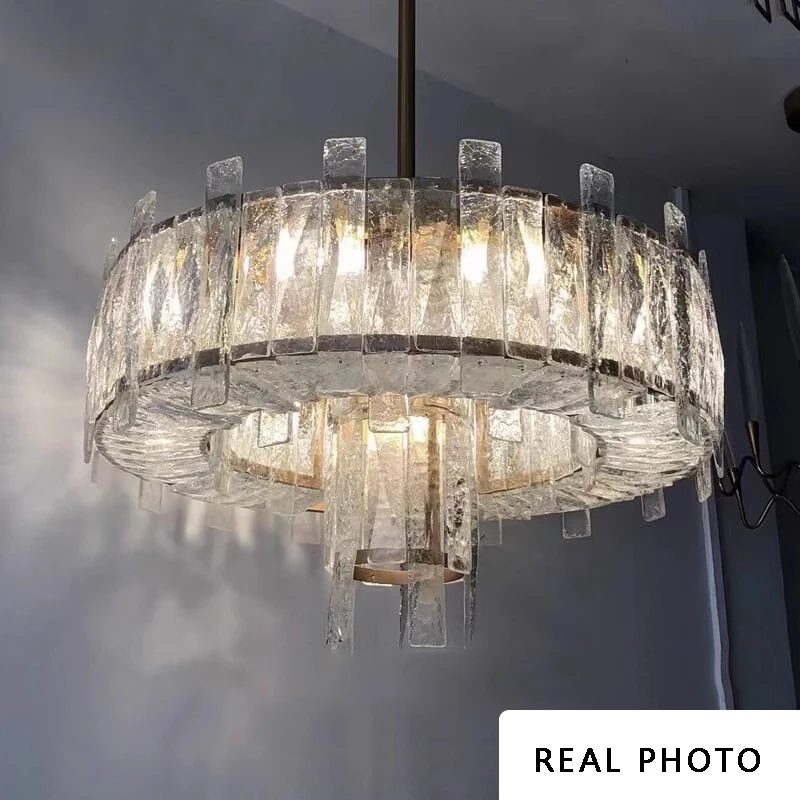 زجاج مستدير فاخر ثريا تركب بالسقف أضواء ديكورات المنزل Hanglamp غرفة حديثة لامبارا الداخلية مصباح معلق كبير