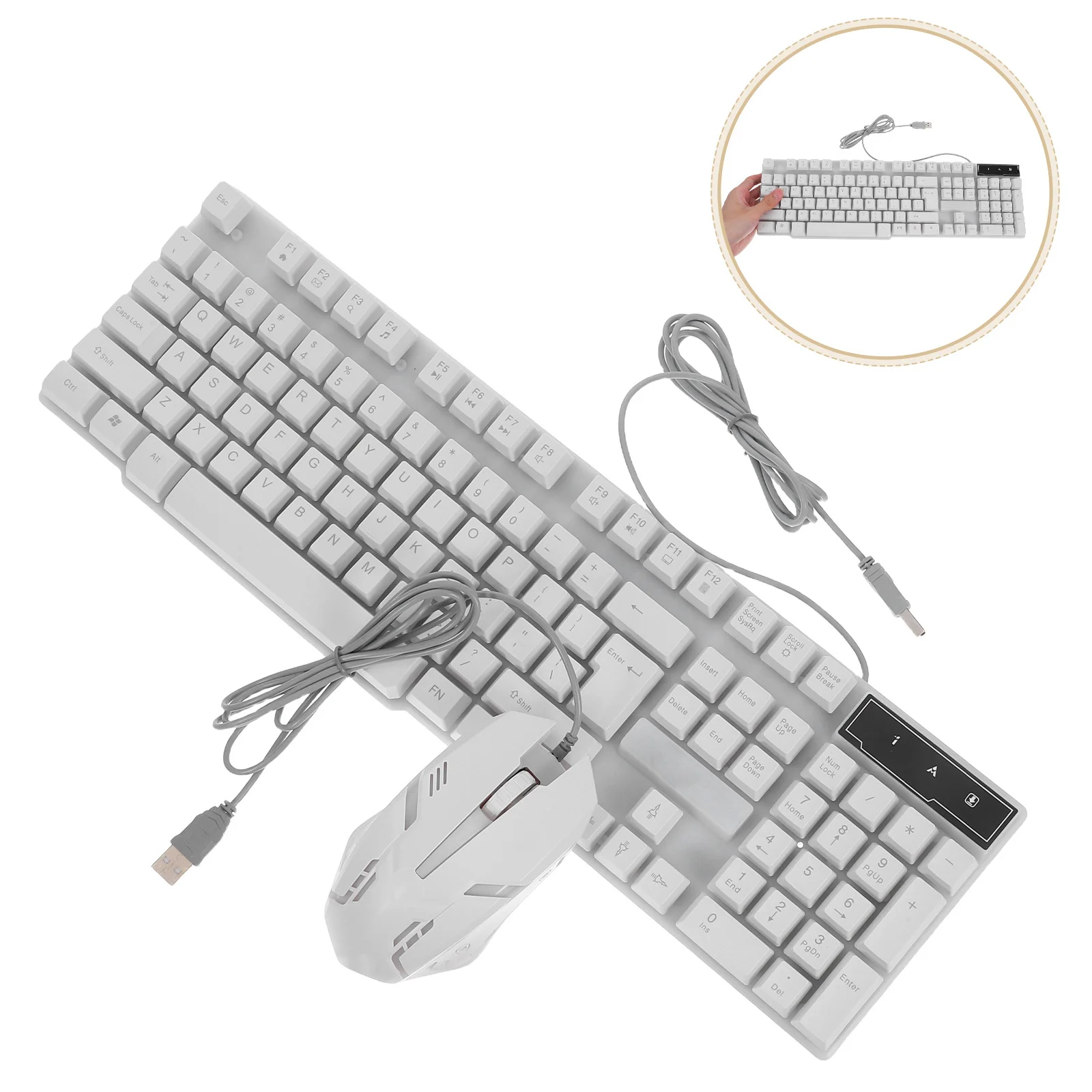 

USB-клавиатура с подсветкой, игровой компьютер, эргономичный, прочный, длительное использование, точное управление, простой практичный подарок для друзей, белый цвет