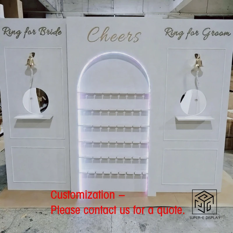 custom.New Design Professional PVC Wall Backdrop Wedding Display Sparkling Wine Holder Modern Luxury Party Events Decor