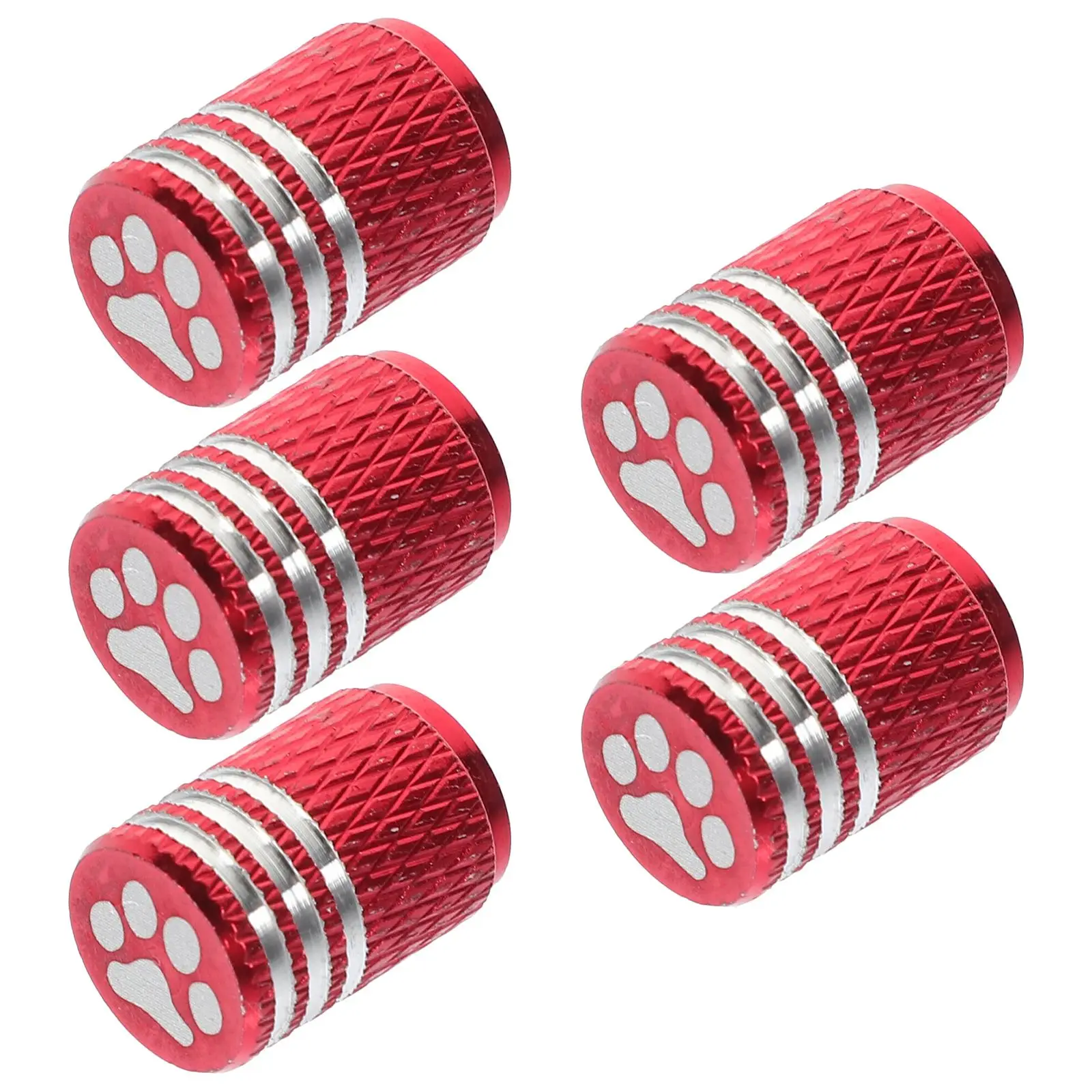 

5pcs Tire Valve Caps Red Footprint Dust Proof Car Stem Covers Universal Motorcycle Car Accessories Metal Valve