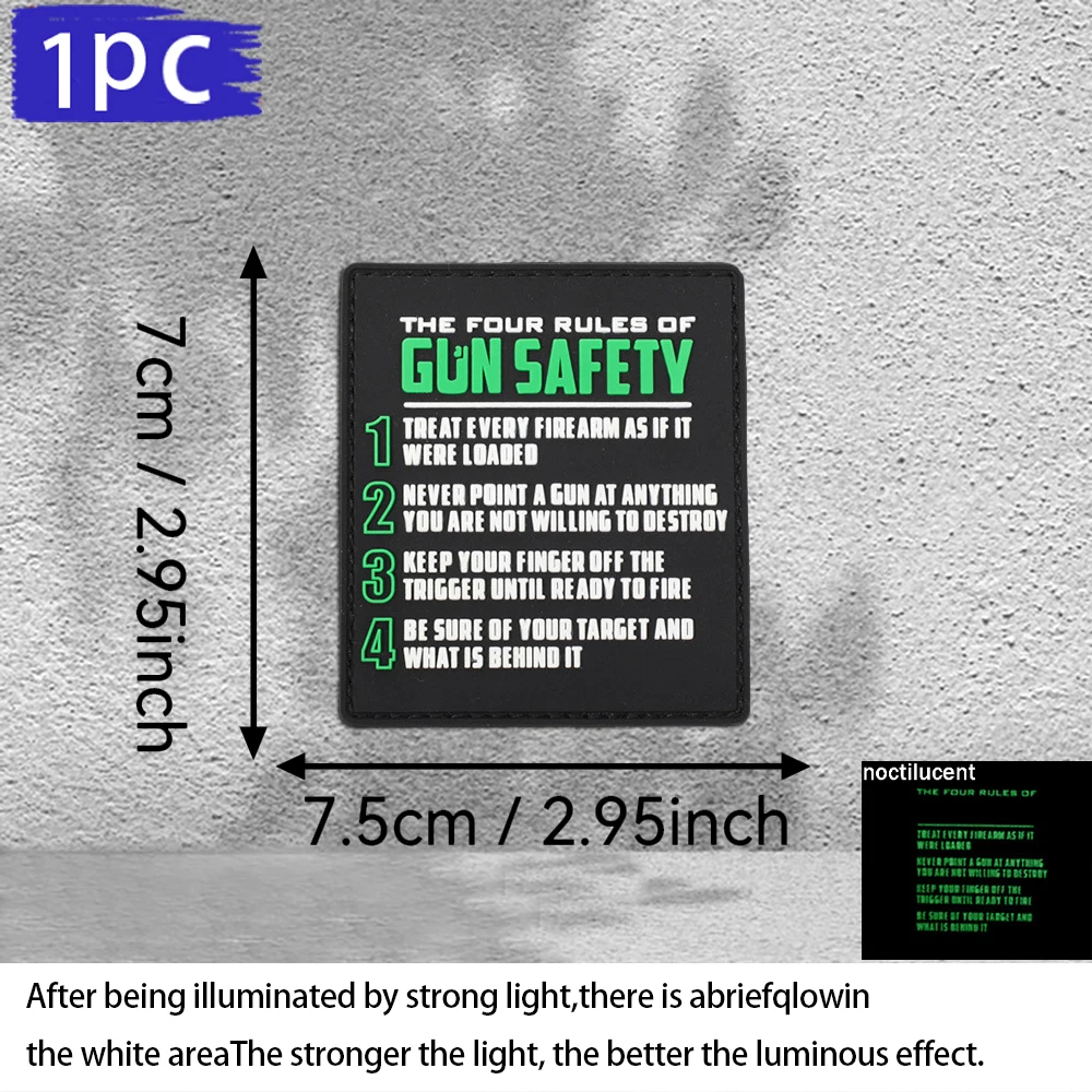 A Safety Rule Pvc Patch Tactical Vest/Strap Badge Sticker Patch Pvc, Glow-In-The-Dark Effect, Hook-And-Loop Fastener Morale Patch Backpack Sticker Clothing Patch Soft Rubber