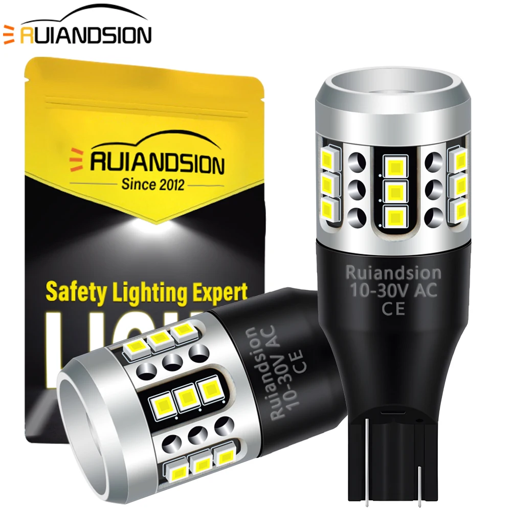 

2Pcs T15 Reversing Light Car LED Signal Lights 2020Chips AC10-30V Non-Polarity LED Bulb Back Up Lamp Stop Light White Red 800LM