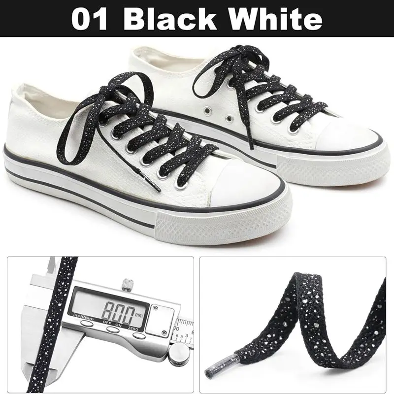 1 Paar bedruckte, flache Schnürsenkel für Sneaker, farbige Sport-Schnürsenkel, Schnürsenkel mit Tintenfleck-Motiv, 0,8 cm breit, für Freizeitschuhe und Sneaker. – Detail 15