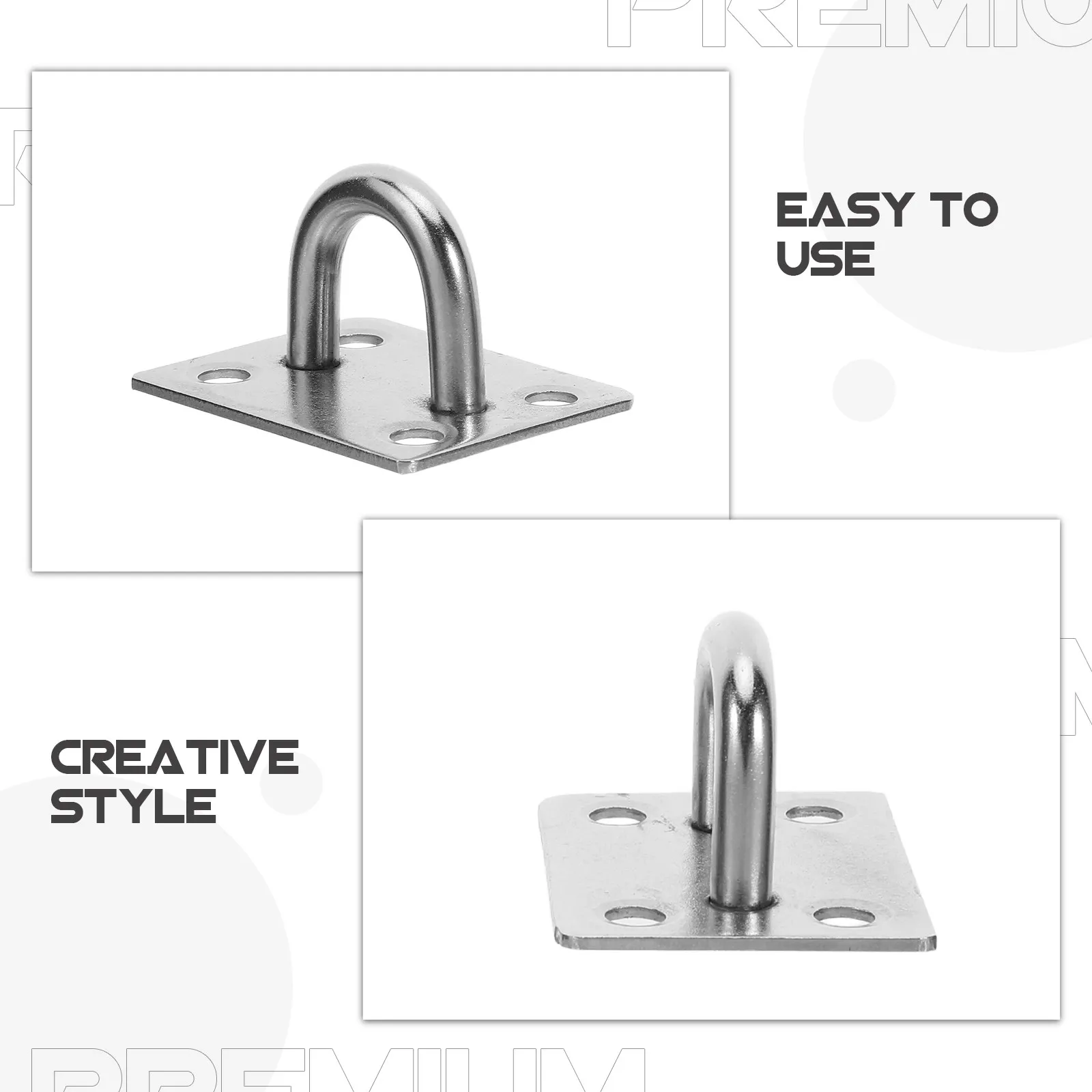 8Pcs Stainless Steel Ceiling Hooks U-Shaped Heavy Duty Swing Hangers Pad Eye Plate Wall Mount Ring Hooks Punch Bag Hammock