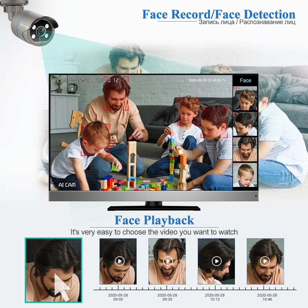 Customized NVR h.265 16Channel 4K Poe Surveillance Camera System Indoor Outdoor Cameras Set