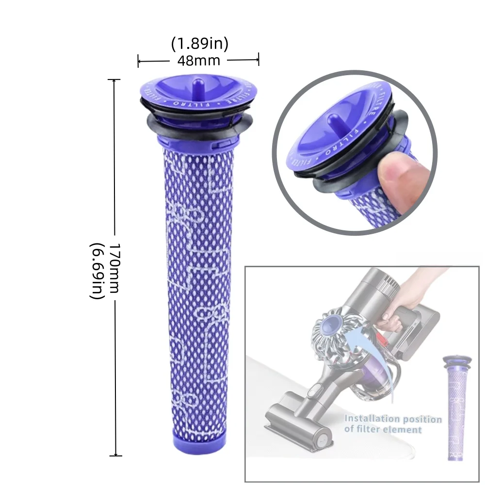 Suitable for Dyson handheld vacuum cleaner accessories V6 DC58 DC59 DC61 DC62 DC74 front and rear filter element filter rod