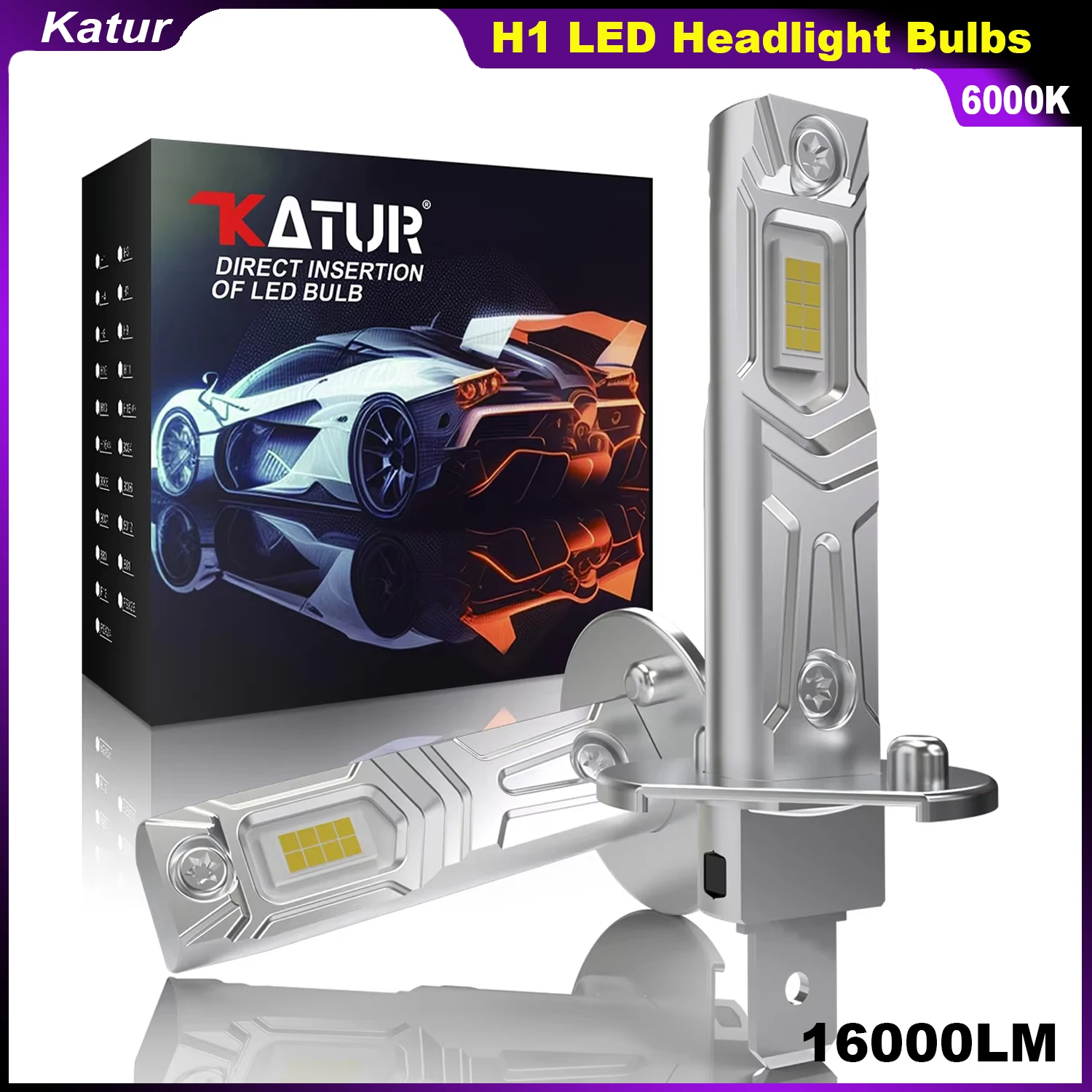 Katur 2x H1 LED Headlight Bulbs LED High Beam Fanless LED Fog Light Bulb 16000lm Error Free For Alfa Romeo Giulietta 147 146