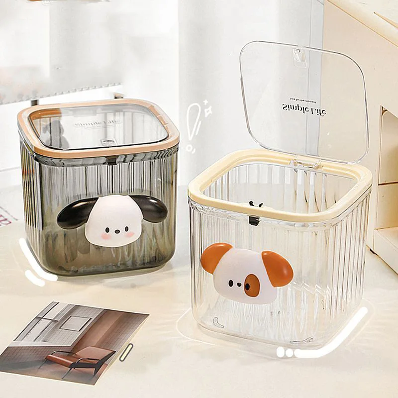 Transparent Desktop Small Trash Bin Student Desk Dormitory Office High Appearance With Lid For Storing Waste Paper Basket