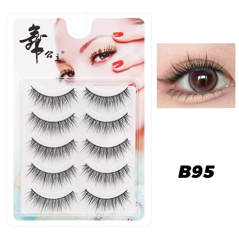 5 Paar Anime-Wimpern mit transparentem Stiel, unsichtbare Manga-Wimpern, natürliche falsche Wimpern für Make-up – Detail 23