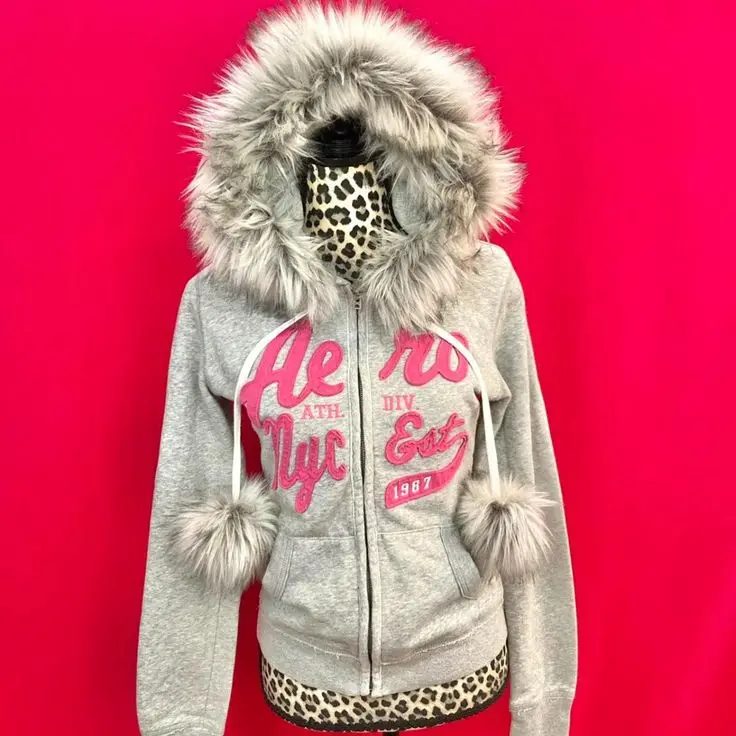 Street Style Leopard Print American Plush Jacket Y2K Top with Harajuku Print Light Color Hoodie Design Clothing Kawaii Clothes