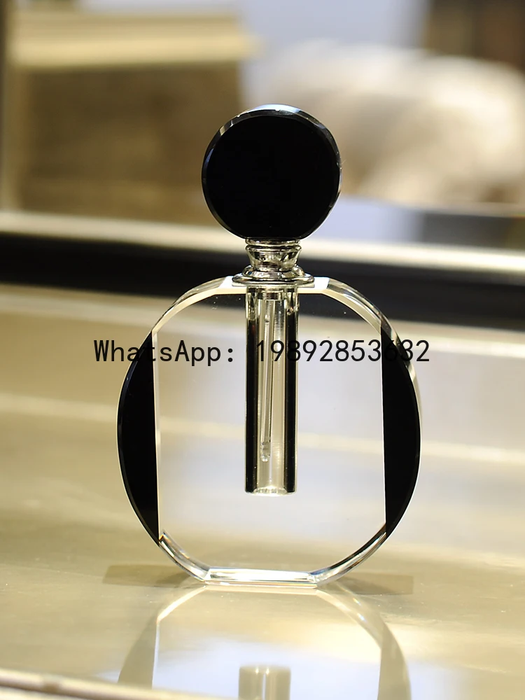 LYY European Clear Black K9 Crystal Empty Perfume Bottle Oblate Shape Small Large For Home Tabletop Decoration Women Men Gifts