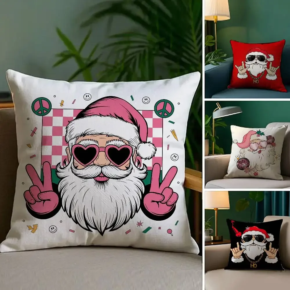 

Rap Santa Claus Pillow Case Plush Fabric Soft Double Sided Print Sofa Cushion Cover Throw Pillow Covers