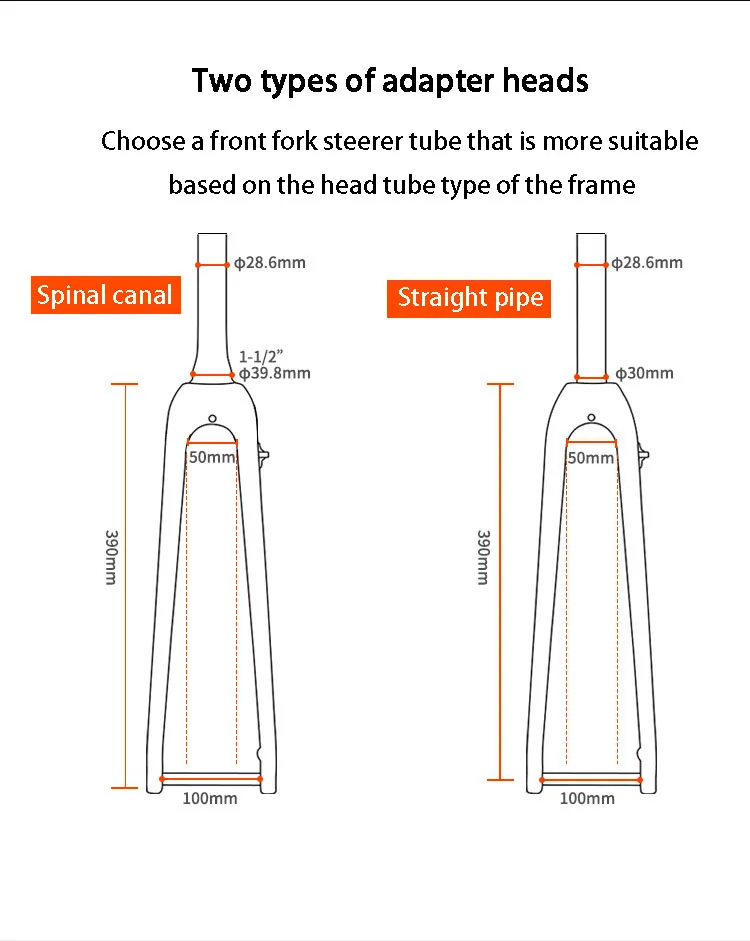 TOSEEK شوكة أمامية للدراجة من ألياف الكربون بالكامل لـ 32C أقصى عرض الإطارات لقناة العمود الفقري أنبوب مستقيم مادة خفيفة الوزن