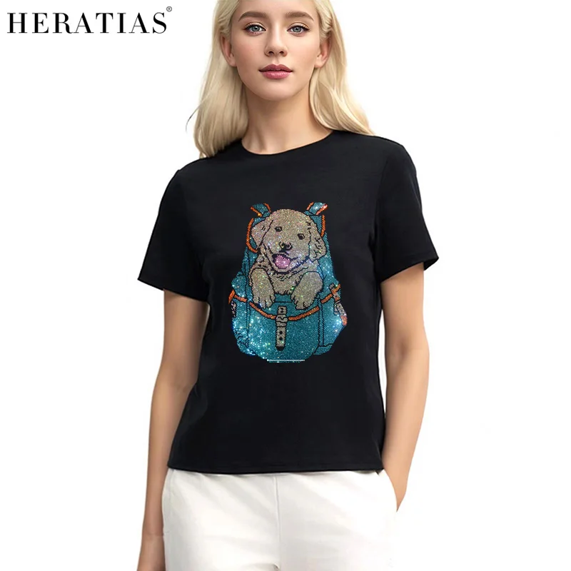女性用半袖Tシャツ,かわいい犬のデザインのカジュアルコットンTシャツ,大きいサイズs-4xl,夏