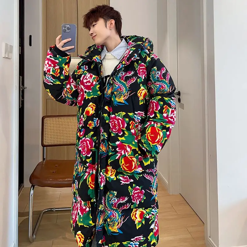 

Куртки с длинными рукавами на хлопковой подкладке для мужчин и женщин, очень теплые, морозостойкие, большие, в китайском стиле, с большими цветочными узорами, северо-восточные
