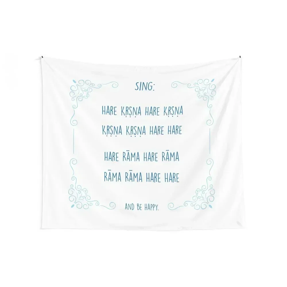 Hare Krishna Movement Mantra Blue Tapestry Room Decorations Aesthetic Room Ornaments Tapestry