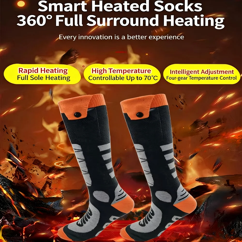 NUEVOS Calcetines Térmicos con Calefacción, Calentadores de Pies para Esquí y Deportes, Control por Aplicación, Calcetines Eléctricos para Esquí con Batería de 5000 mAh
