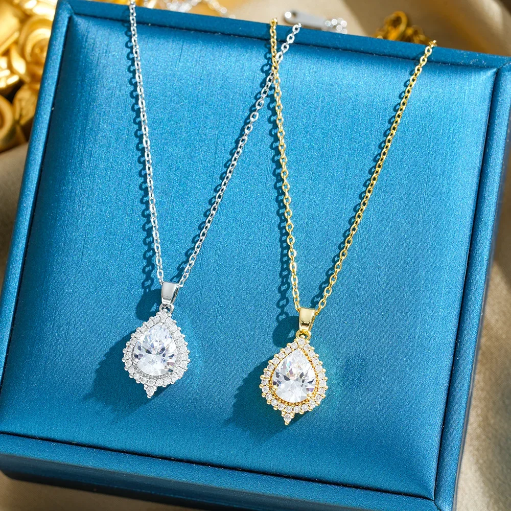 Простое и модное женское колье из титановой стали, инкрустированное бриллиантами в 2025 году, изысканное и универсальное.