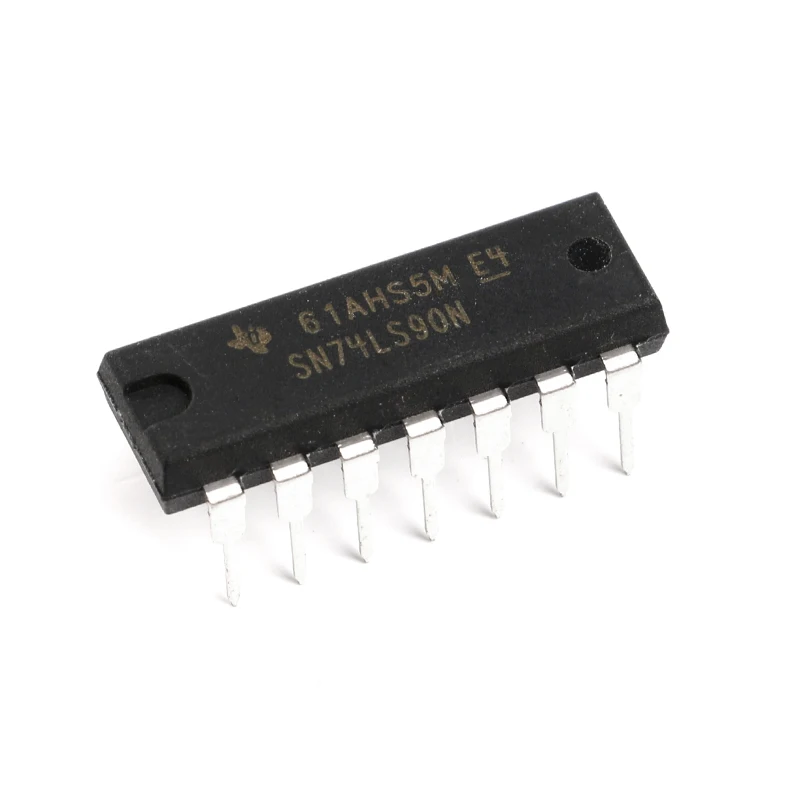 Original Autêntico Decimal Counter Chip, Straight Plug, SN74LS90N, DIP-14, pode ser diretamente conectado, 2 e 5 Frequency Division, 10PCs