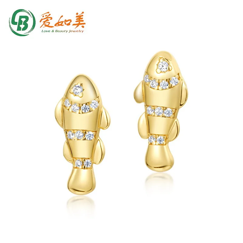 

Clown Fish Silver Earnail New Ocean Vacation Style Small Fish 18K Gold PT950 Platinum Silver Plated 7-Layer Gold Earnail