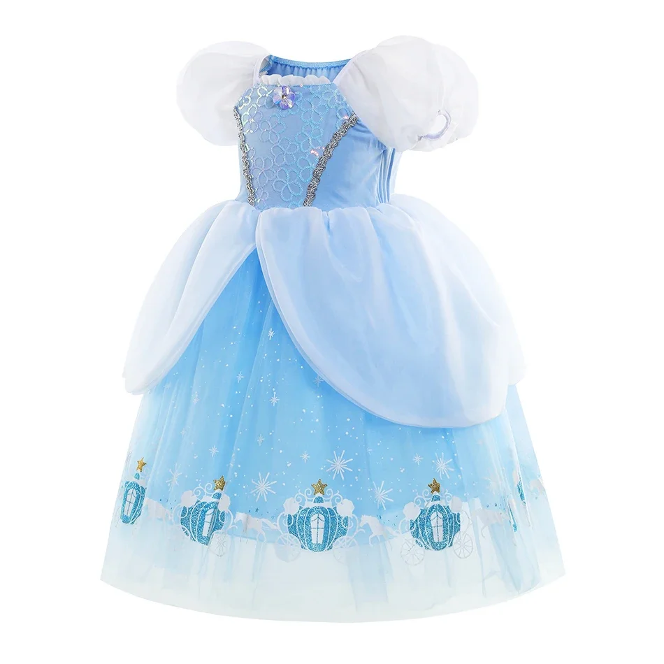 Cinderella Costume Girl Princess Charm Girls Formal Dress Party Ball Gown Dress Halloween Clothes