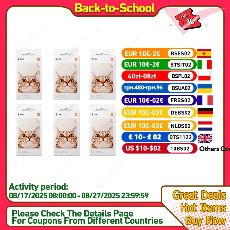 100% nuova stampante tascabile Xiaomi ZINK carta autoadesiva stampa fotografica 10//50/100 fogli Xiaomi mini stampante fotografica tascabile da 3 pollici