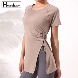 Yoga Sports Short-Sleeved Sexy Women's Quick-Drying Fitness Clothes Running Casual Slimming Tops Exercise T-Shirts GYM Wear