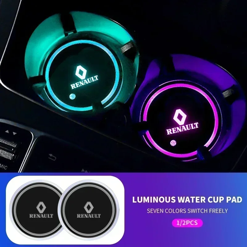 

1/2 шт. автомобильных подставок под кружки с 7-цветной подсветкой для Renault DACIA Scenic, Loguna, Twingo, Symbol, Fluence, Espace, Clio, аксессуары