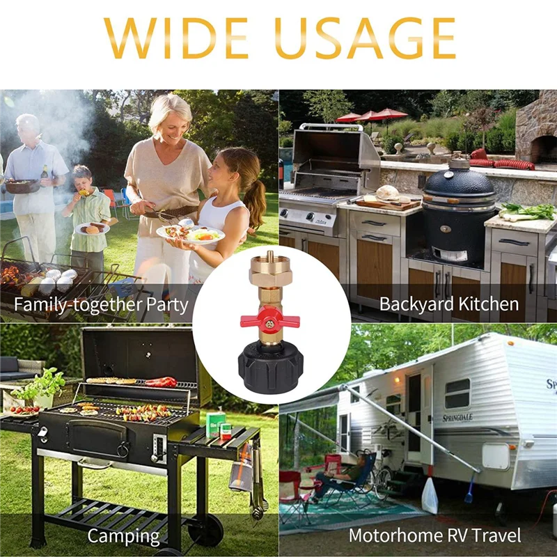 Propane Refill Adapter QCC1/Type1 Propane Refill Coupler for Camping Grill 1LB Bottle Tank with 1 LB Propane Bottle Caps