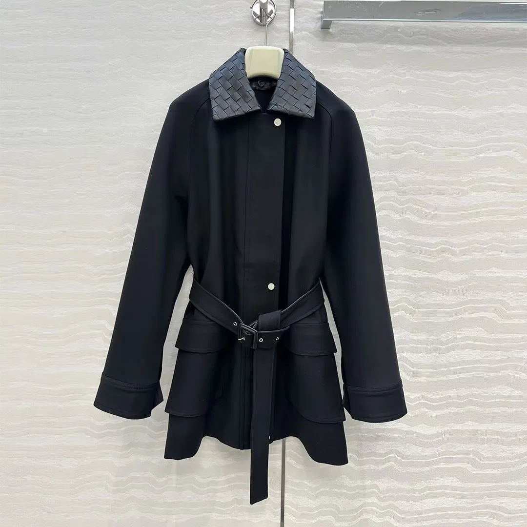 

Роскошный Тренч из овчины с лацканами в стиле старых денег, женский Тренч с длинным рукавом и тонким поясом, прямые повседневные длинные пальто