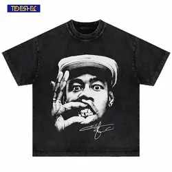 Hip Hop Portrait Graphic Printed Tshirt Short Sleeve Tops 2024 Loose Street Men's Cotton Streetwear Harajuku Oversized T-Shirt