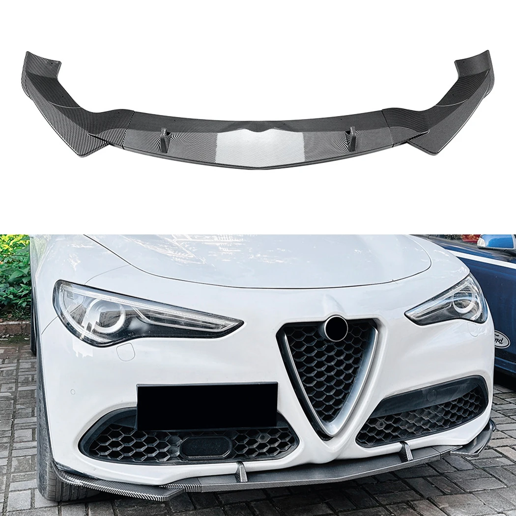 Car Front Bumper Lip Spoiler Diffuser Splitters Body Kit Aprons Cover Guard Trim For Alfa Romeo Stelvio 2017 2018 2019 2020-2024