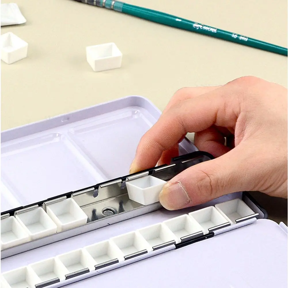 Wit 6/12/24/48 Stuks Halve Pannen Plastic Lege Volledige Pan aquarel Verf Raster Verf Palet Kunstbenodigdheden Schilderen Leveringen