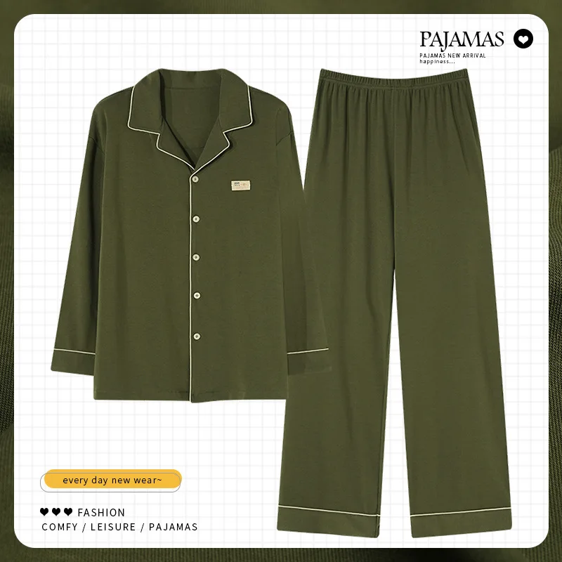 Cárdigan de algodón para hombre, ropa de casa larga a la moda, Color verde, de talla grande pijama de L-4XL, novedad de 2024