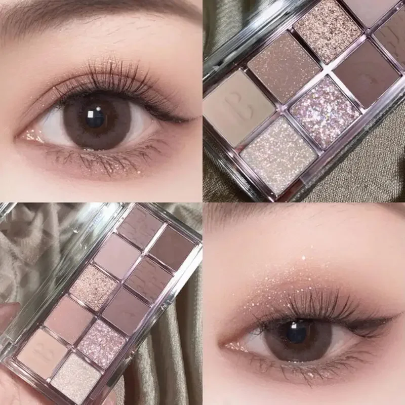 Paleta de sombras com glitter fosco prensado, 10 cores, lantejoulas, pérola, à prova d'água, sombras de olhos de longa duração, cosméticos coreanos, maquiagem