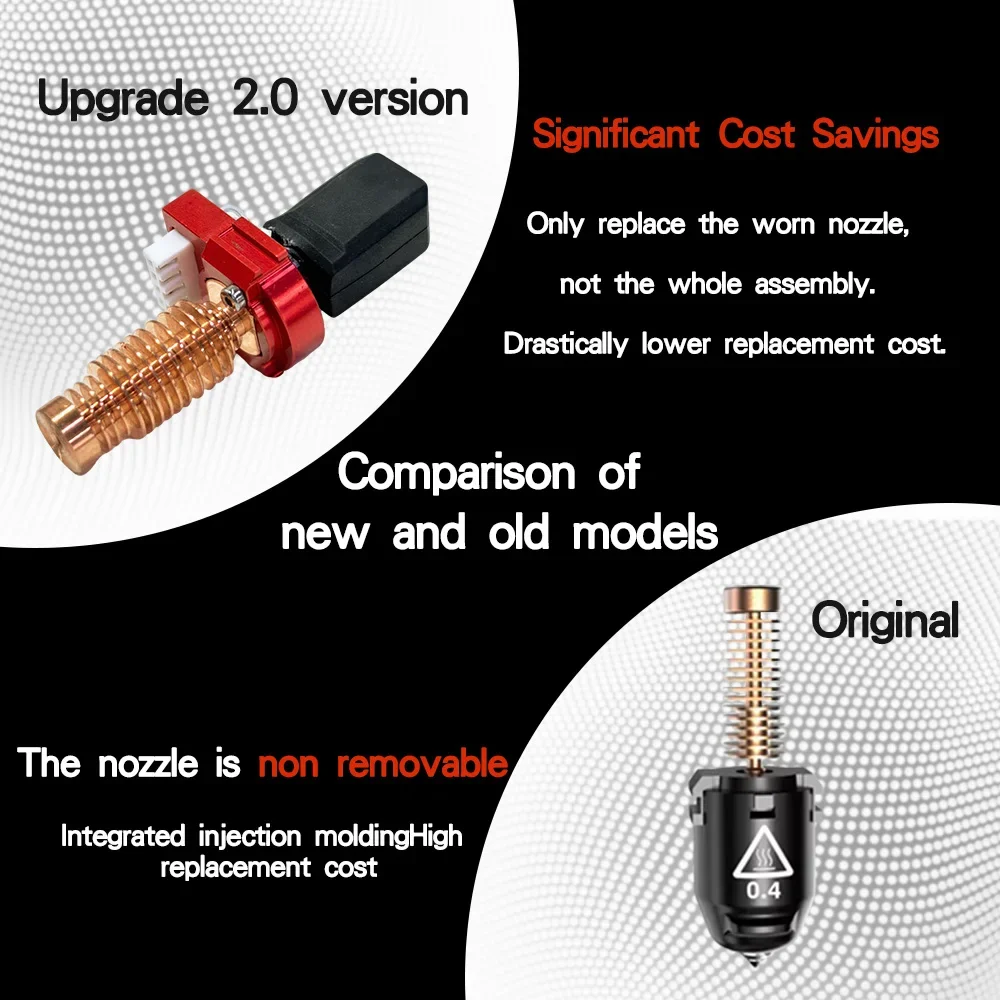 最新のアップグレードされたホットエンドキット、Flashforge Adventurer 5M/5M Pro ホットエンド AD5M ノズルキット セラミック加熱ブロック & 硬質鋼ノズル