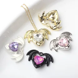10 Individual/Pack Simplicity Alloy Diamond Heart Wing Pendant DIY Bracelet Necklace Jewelry Accessories