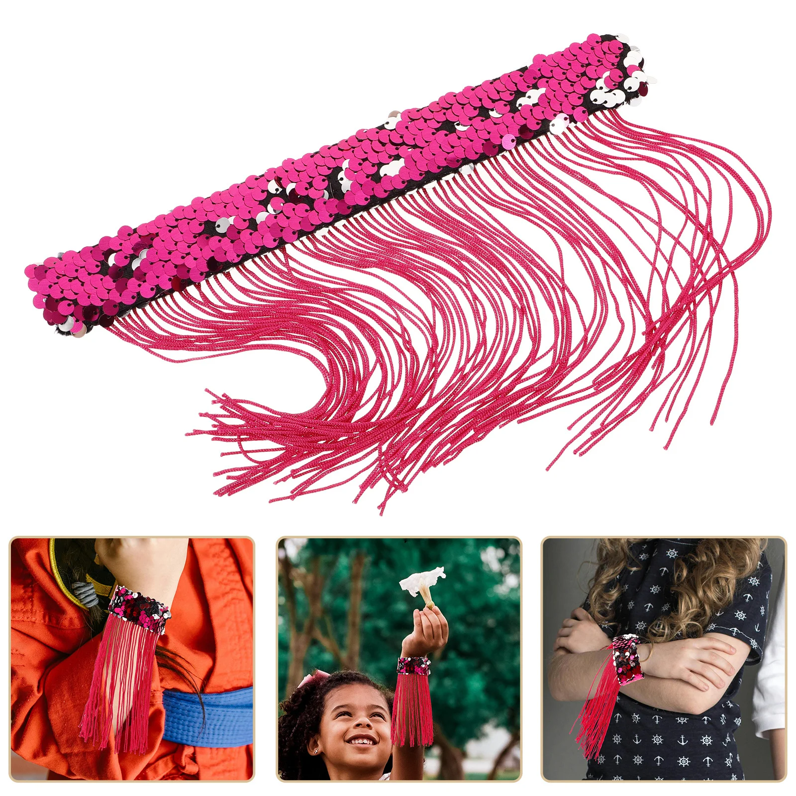 

Sequin Tassel Slap Bracelets For Kids Snap Bracelet Bulk Party Festival Wristbands Girls Slap Bands Classroom Favors
