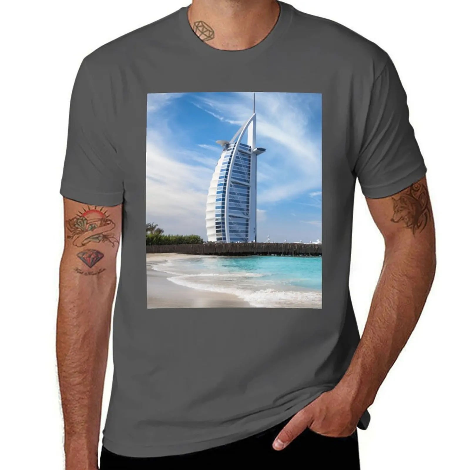 

Футболка Burj Al Arab Dubai, хлопковая футболка, мужские футболки с принтами, футболка
