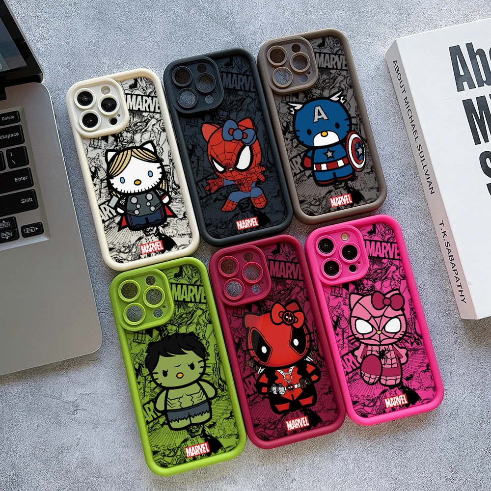 Hello Kitty Cosplay Marvel Heroes Phone Case for Vivo Y100 Y50 Y36 35 Y28 Y21 Y20 Y17 V40 V30 SE V29e V25 V23 V23e Soft Cover