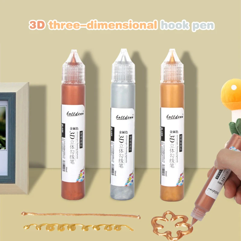 Acrylic Glass Paint in 10/30ml Jars, Aquarela Art Use, Sun Resistant, Comes with 3D Hook Pen